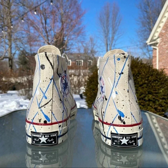 New Converse Chuck Taylor All Star 70 Hi Sneakers Paint Splatter Mens 8.5 - Picture 8 of 14